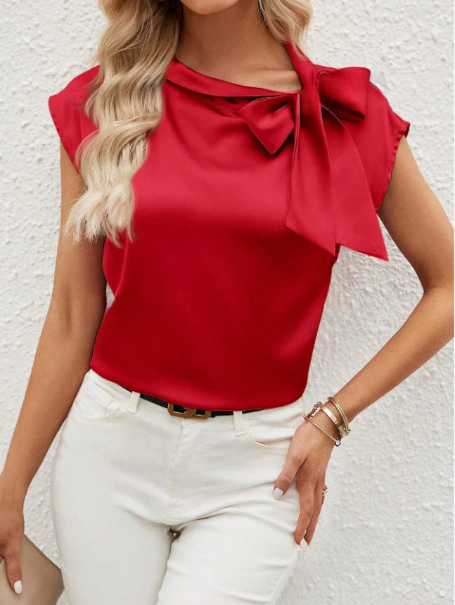 Damen Elegante Satinbluse mit Schleifendetail R&B - Image 6