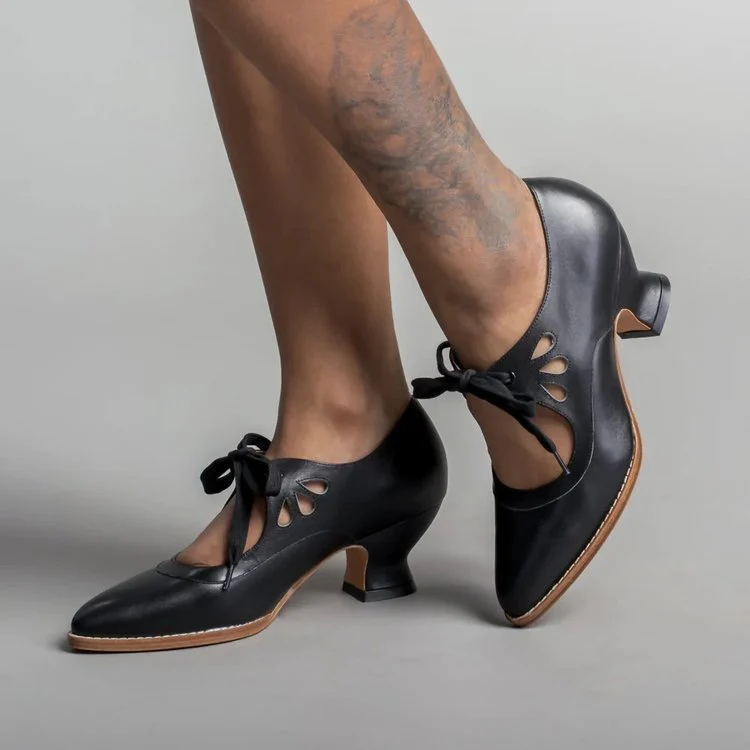 Damen Elegante Schnürpumps mit modischer Spitzenverzierung R&B