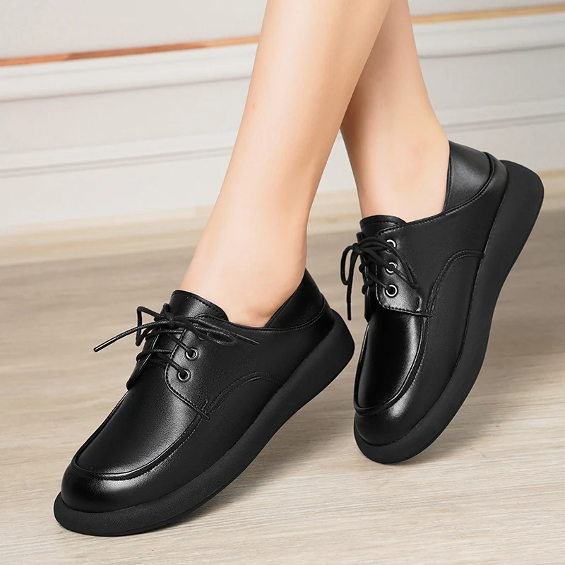 Damen elegante Schnürschuhe aus hochwertigem Kunstleder mit rutschfester Sohle R&B - Image 4