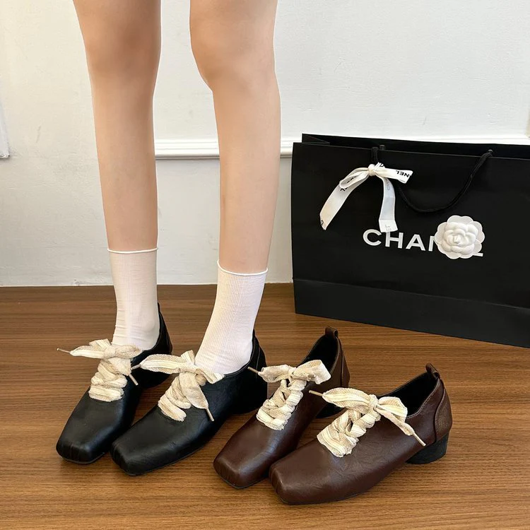 Damen elegante Schnürschuhe im Retro-Stil mit dekorativen Schleifen R&B - Image 4