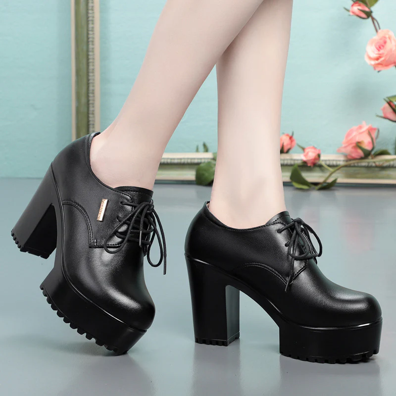 Damen elegante Schnürschuhe mit bequemen Blockabsatz und stylishem Design R&B - Image 4
