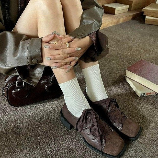 Damen elegante Schnürschuhe mit leichtem Blockabsatz und hochwertiger Lederverarbeitung R&B - Image 4