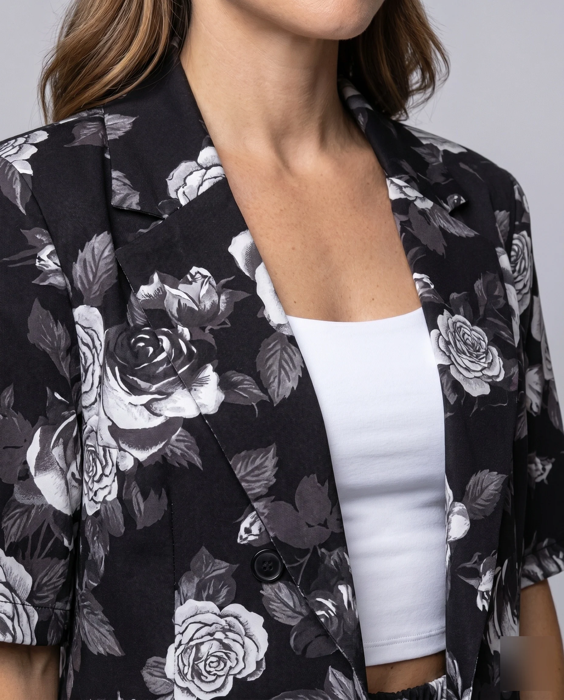 Damen elegante Short-Blazer-Kombination mit floralen Mustern R&B - Image 2