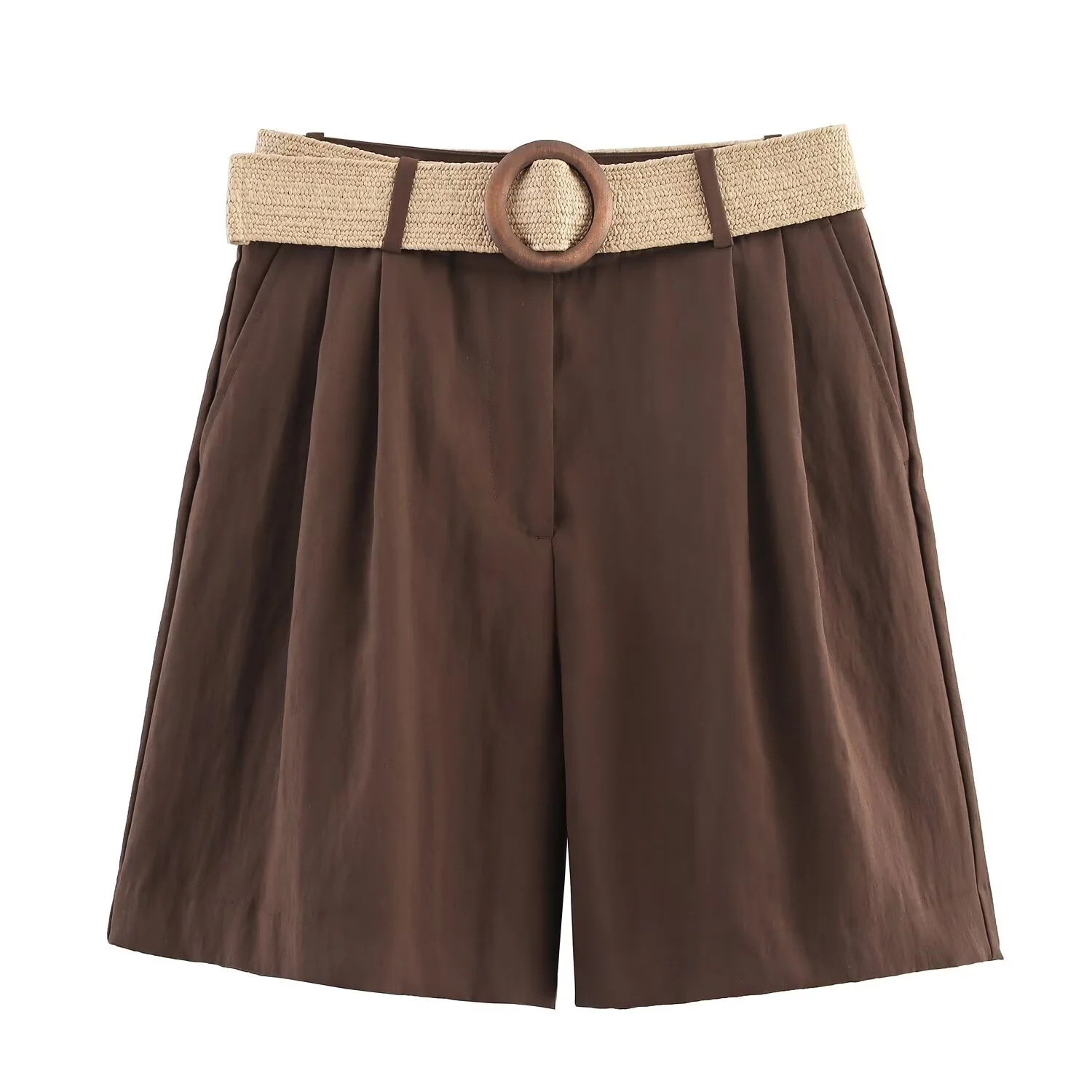 Damen elegante Shorts mit breitem, geflochtenem Gürtel R&B - Image 6