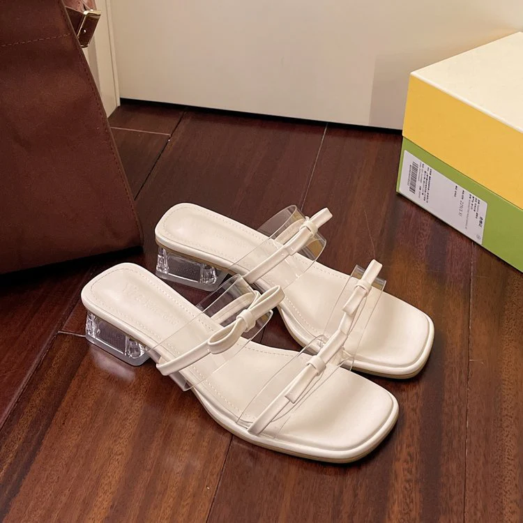 Damen elegante Slide-Sandalen mit transparentem Obermaterial und komfortablem Blockabsatz R&B - Image 7