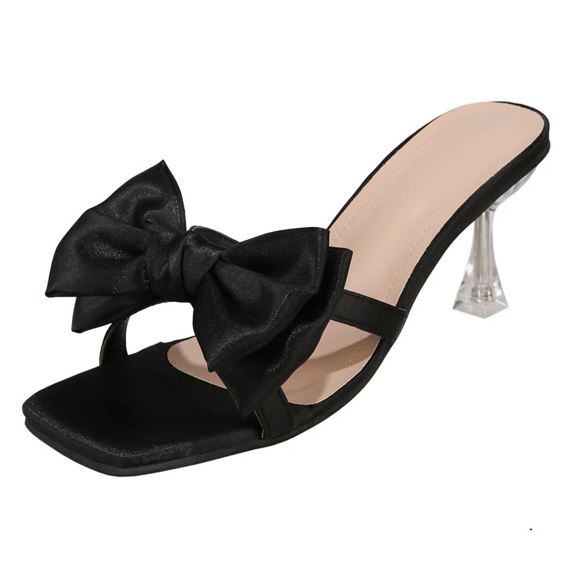 Damen elegante Sling-Sandalen mit glänzenden Schleifen und transparentem Absatz R&B - Image 6