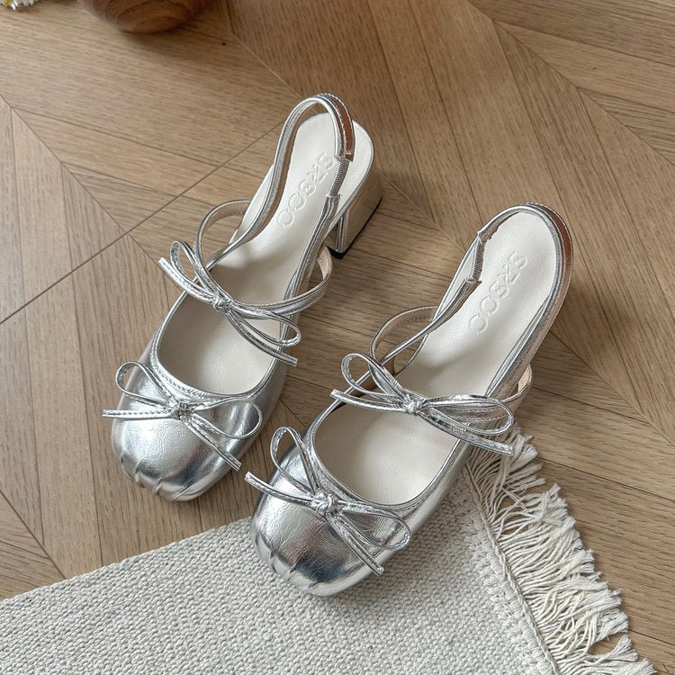Damen elegante Slingback-Pumps mit modischem Schleifendetail und komfortablem Blockabsatz R&B - Image 2