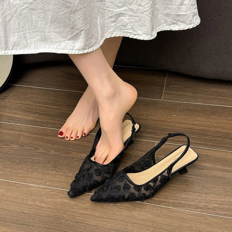 Damen Elegante Slingpumps mit floralem Design und schimmernder Oberfläche R&B - Image 7