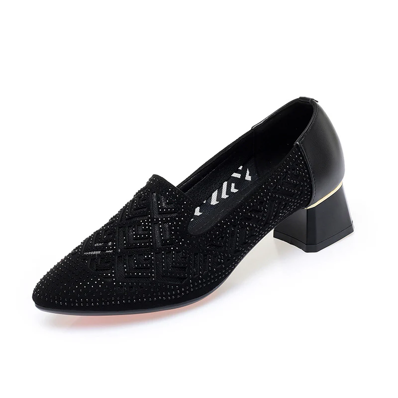 Damen Elegante Slipper mit modischem Perlenmuster und komfortablem Blockabsatz R&B - Image 5