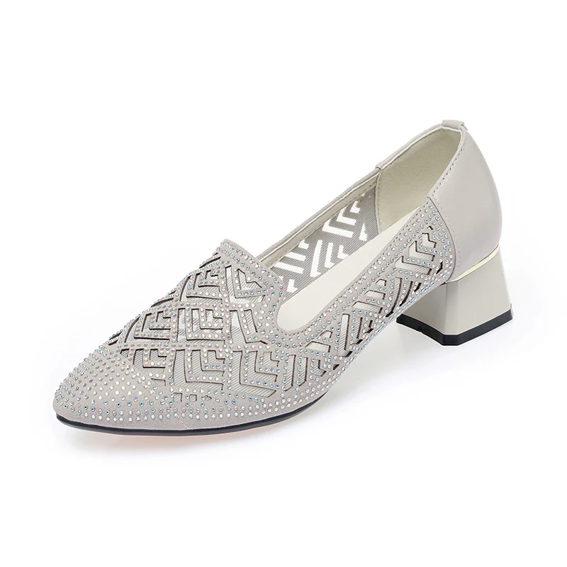 Damen Elegante Slipper mit modischem Perlenmuster und komfortablem Blockabsatz R&B - Image 6