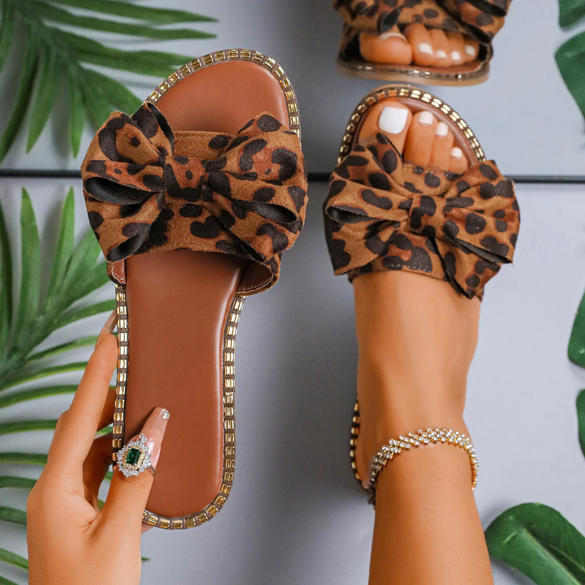Damen elegante Sommer-Pantoletten mit großem Schleifen-Detail R&B - Image 4