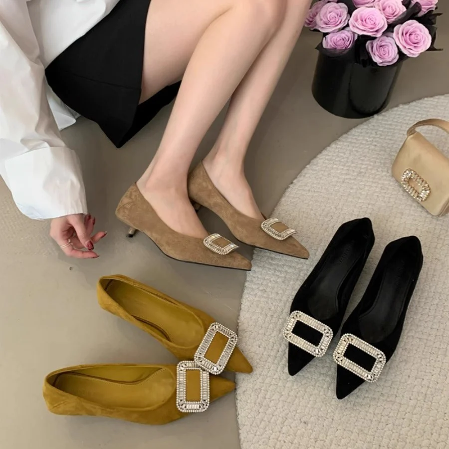 Damen elegante spitze Ballerinas mit funkelndem Schmuckdetail R&B - Image 2