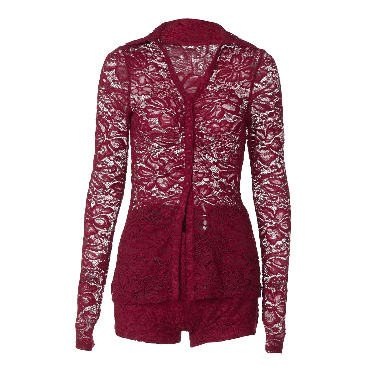 Damen Elegante Spitze Bluse mit langen Ärmeln und femininer Silhouette R&B - Image 5