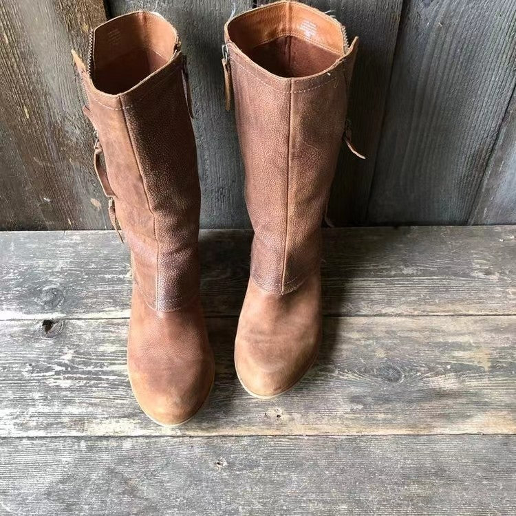 Damen elegante Stiefeletten mit dekorativem Reißverschluss und modischem Blockabsatz R&B - Image 3