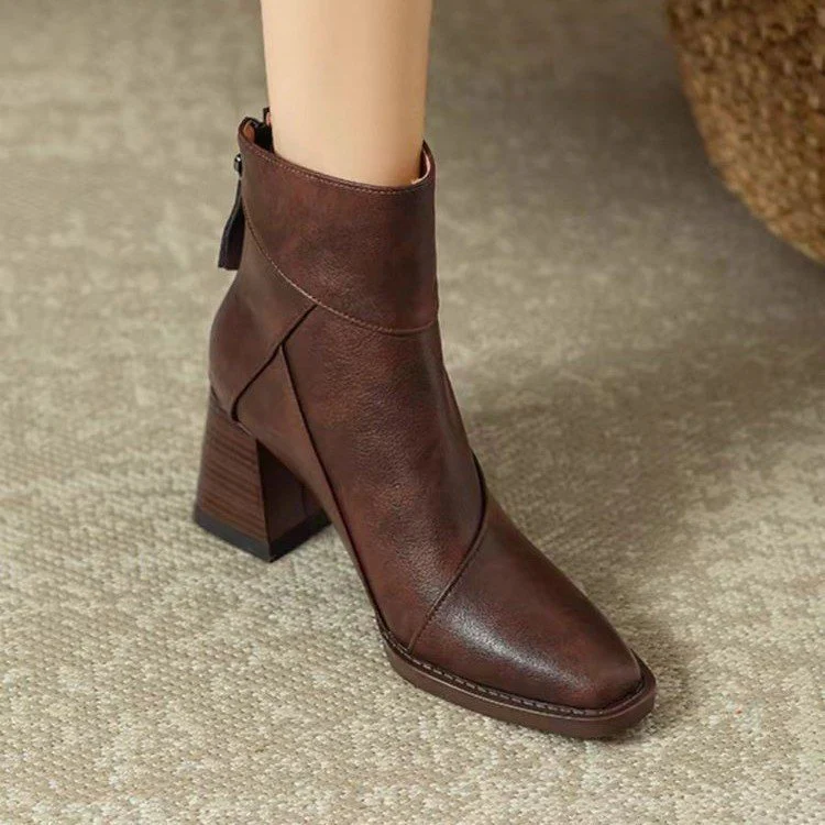 Damen elegante Stiefeletten mit modischem Blockabsatz und seitlichem Reißverschluss R&B - Image 2