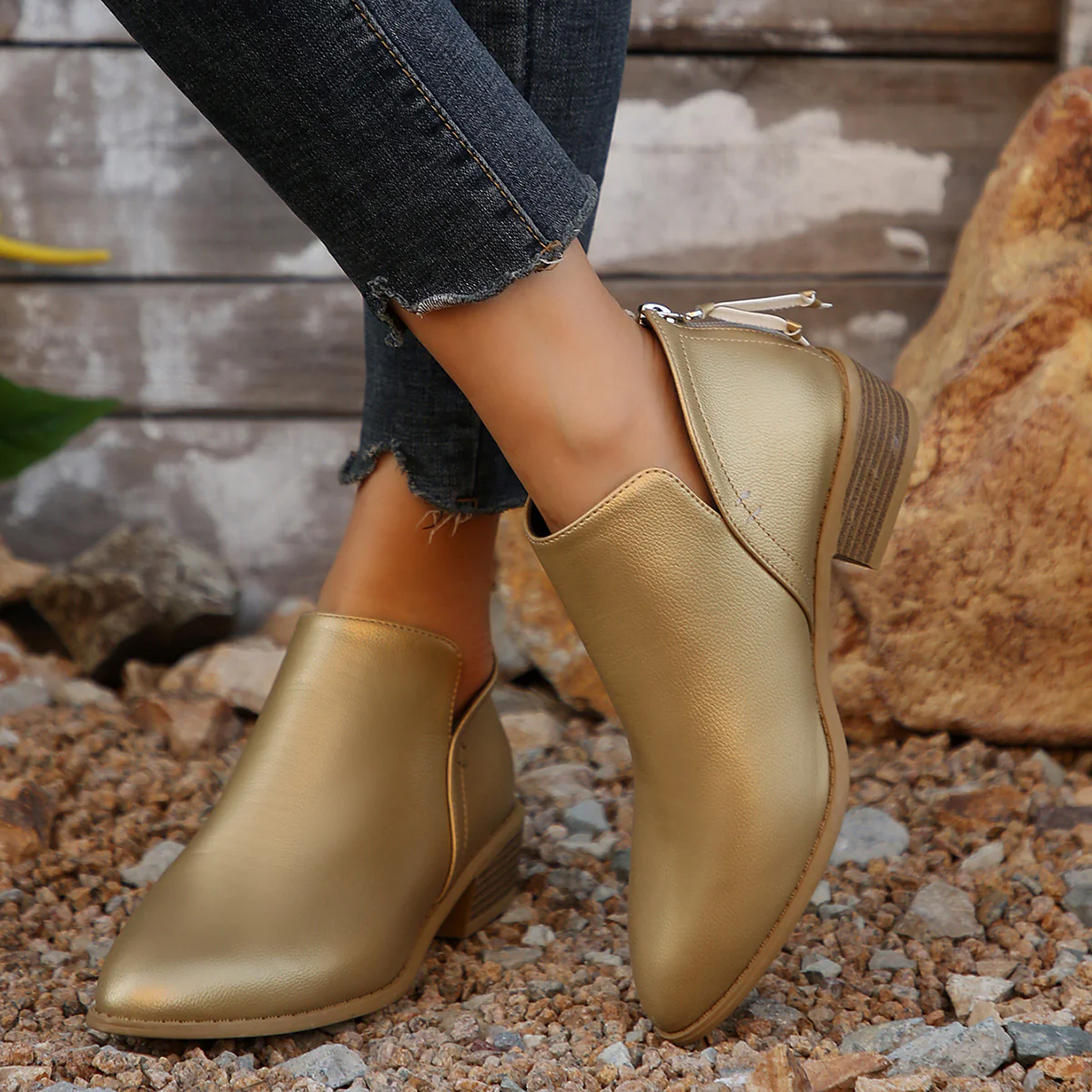 Damen elegante Stiefeletten mit modischem Reißverschluss und komfortablem Fußbett R&B - Image 3