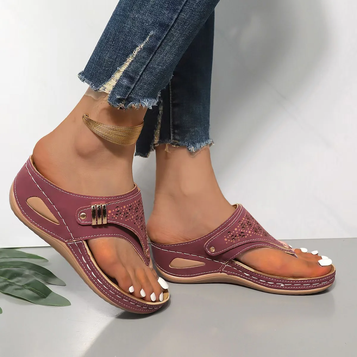 Damen elegante und komfortable Sommerschuhe mit luftiger Perforation R&B - Image 16