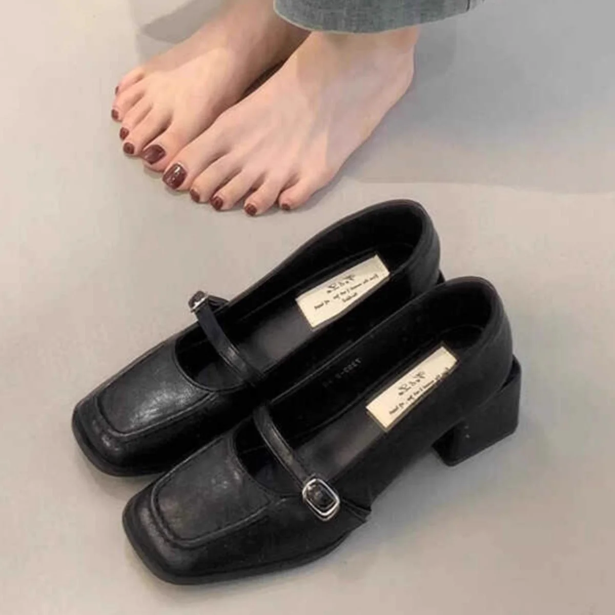 Damen elegante und komfortable Mary Jane Pumps mit modischem Blockabsatz R&B - Image 3