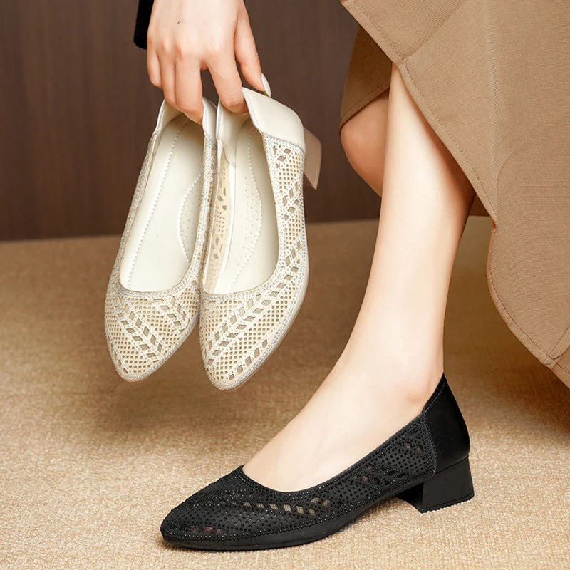 Damen Elegante und luftige Ballerinas mit ausgefallenem Lochmuster R&B - Image 3