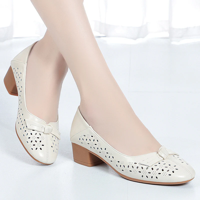 Damen Elegante und luftige Ballerinas mit modischem Lochdesign und komfortablem Absatz R&B - Image 3