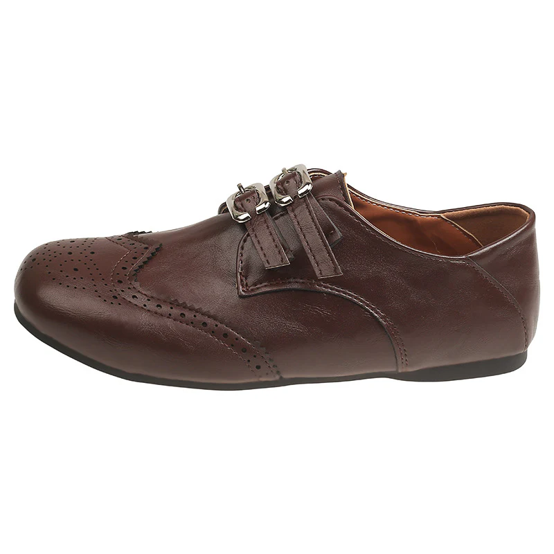 Damen Elegante und modische Schnürschuhe mit Doppelschnallen und perforiertem Obermaterial R&B - Image 5