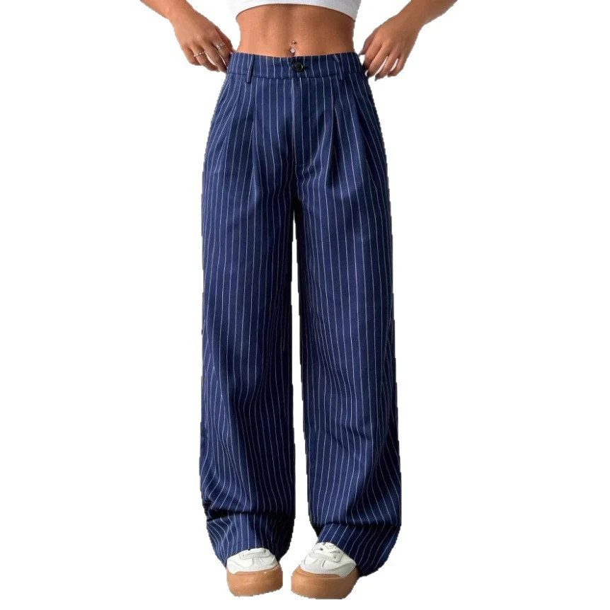 Damen Elegante und weite Stoffhose mit Streifenmuster R&B - Image 5