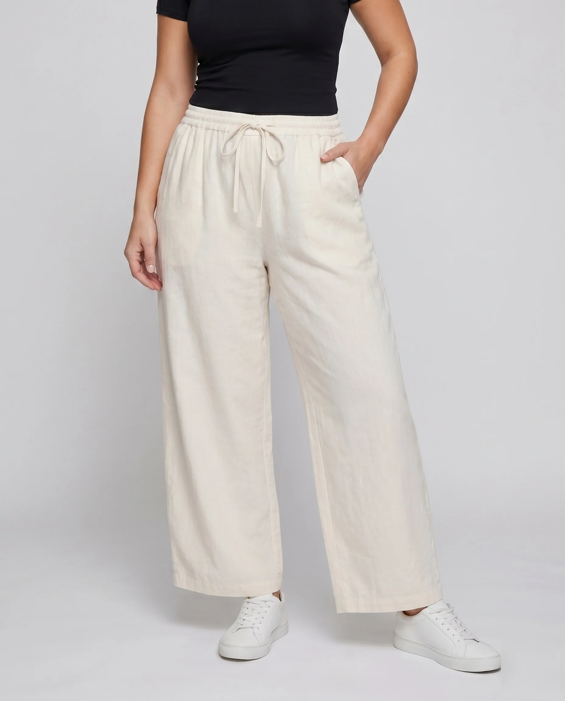 Damen elegante weit geschnittene Sommerhose mit elastischem Bund - Image 2