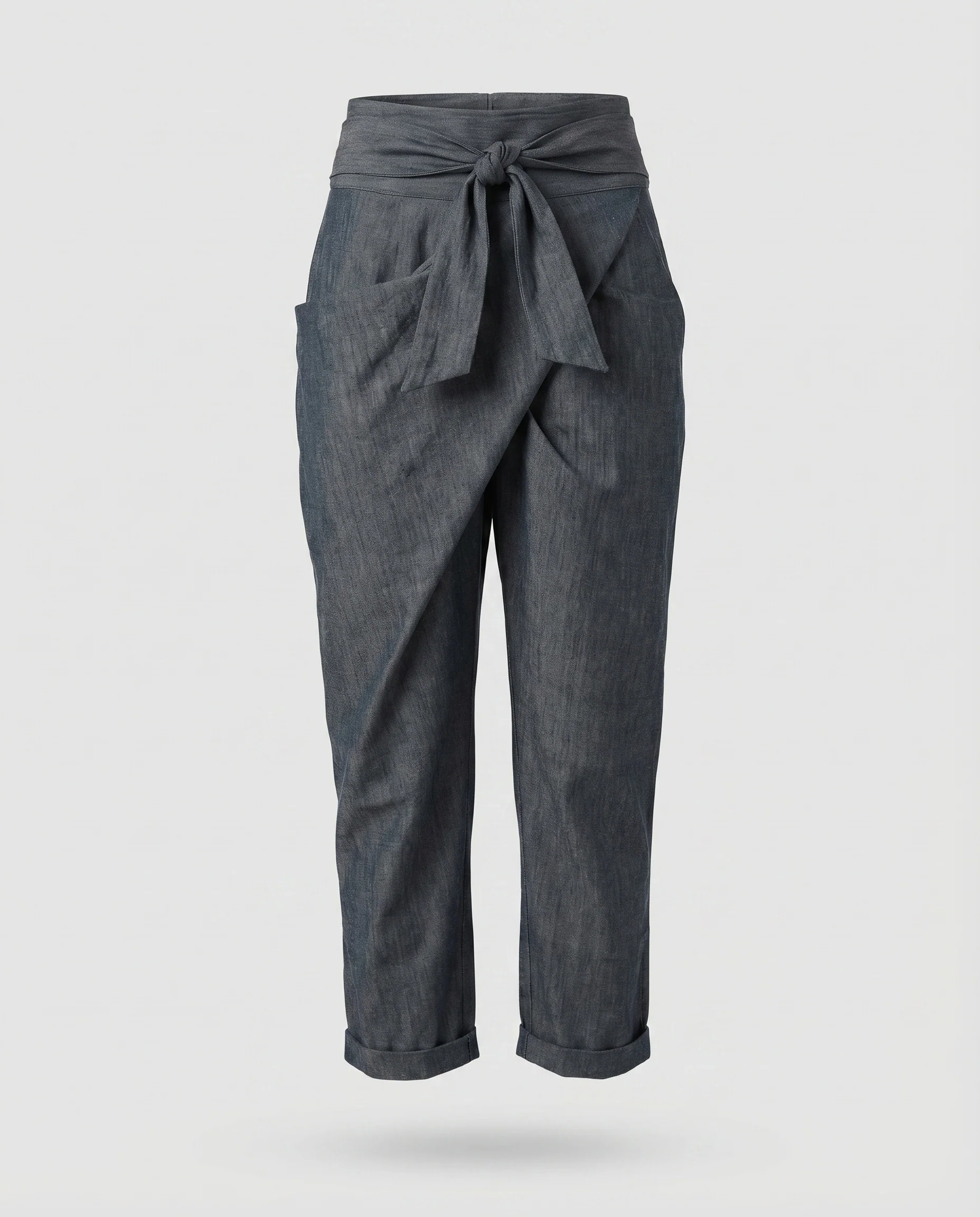 Damen elegante Wickelhose mit Seitenfalten und Bindegürtel - Image 5