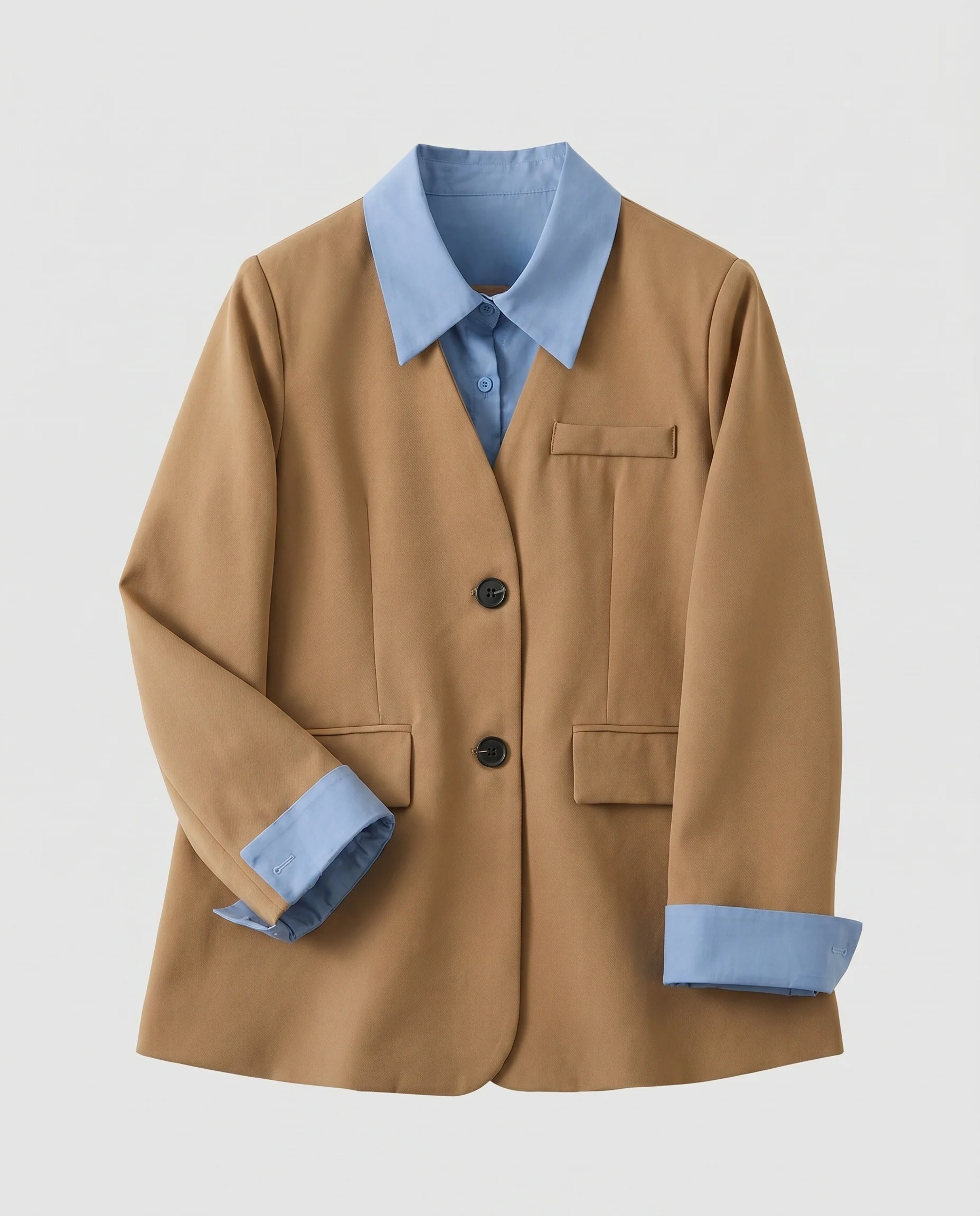 Damen Eleganter Blazer mit kontrastierendem Kragen und Taschen R&B - Image 4