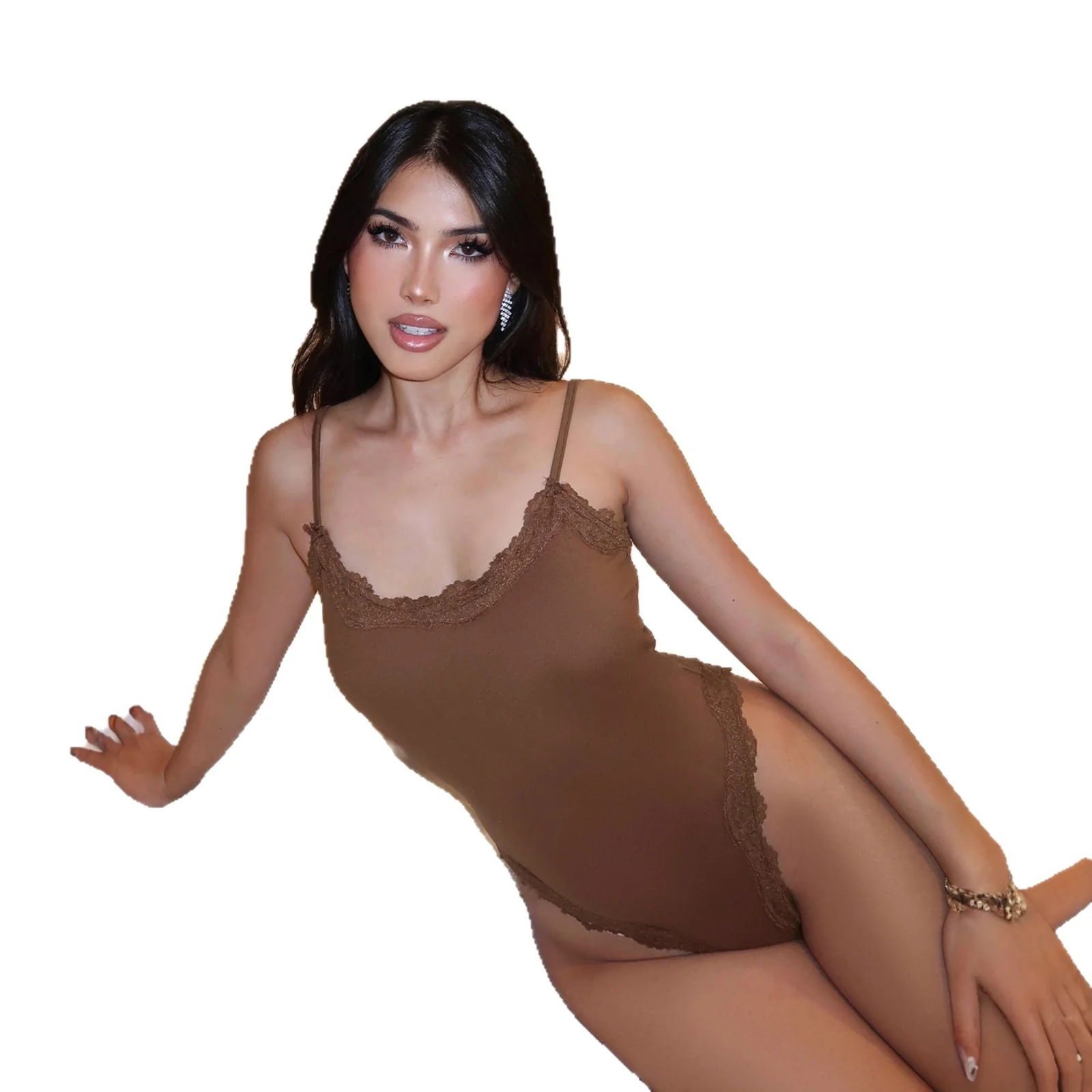 Damen eleganter Bodysuit mit Spitzenakzenten und verstellbaren Trägern R&B - Image 5