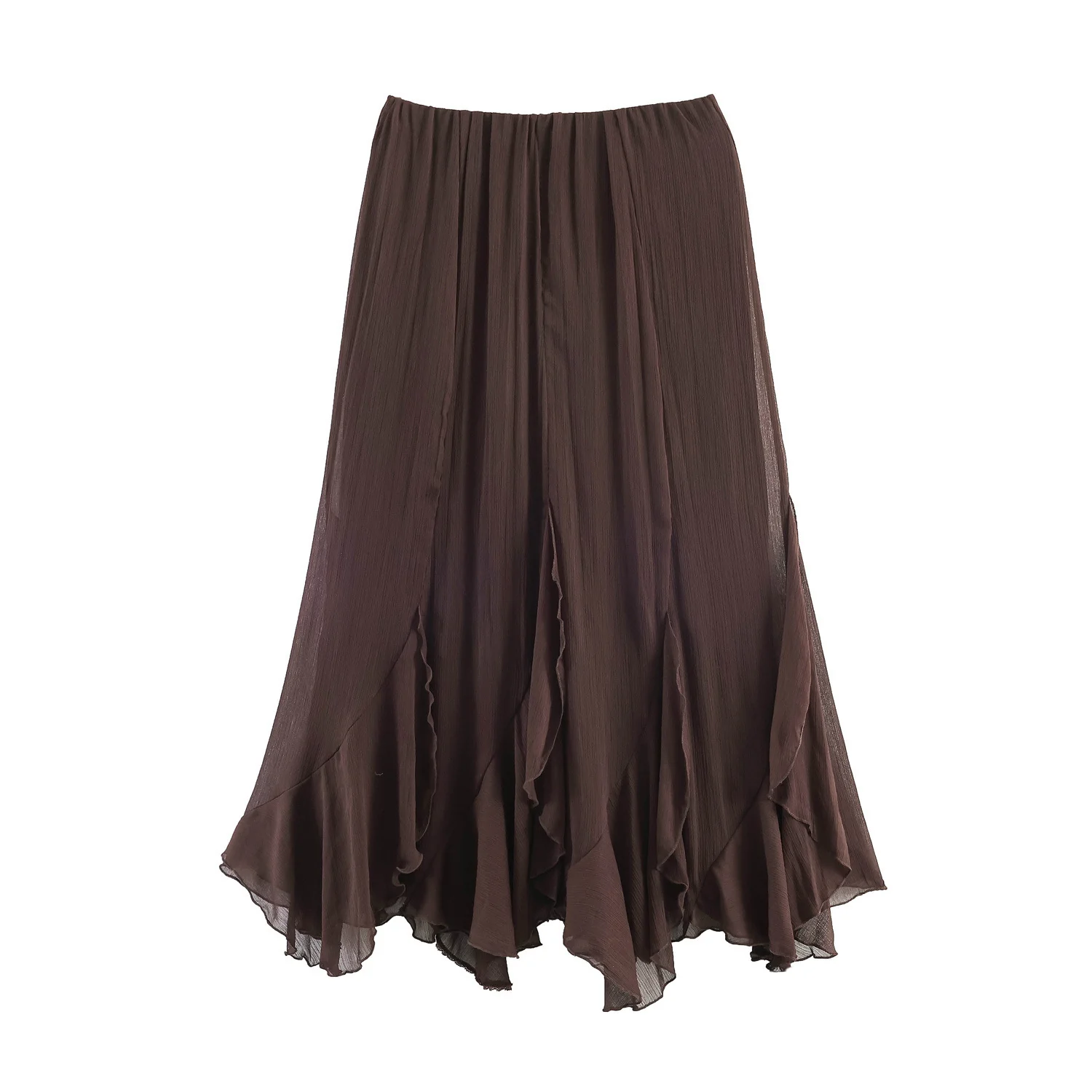 Damen Eleganter, fließender Maxirock mit Volants R&B