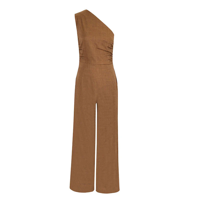 Damen eleganter Jumpsuit mit asymmetrischem Ausschnitt und fließendem Schnitt R&B - Image 4