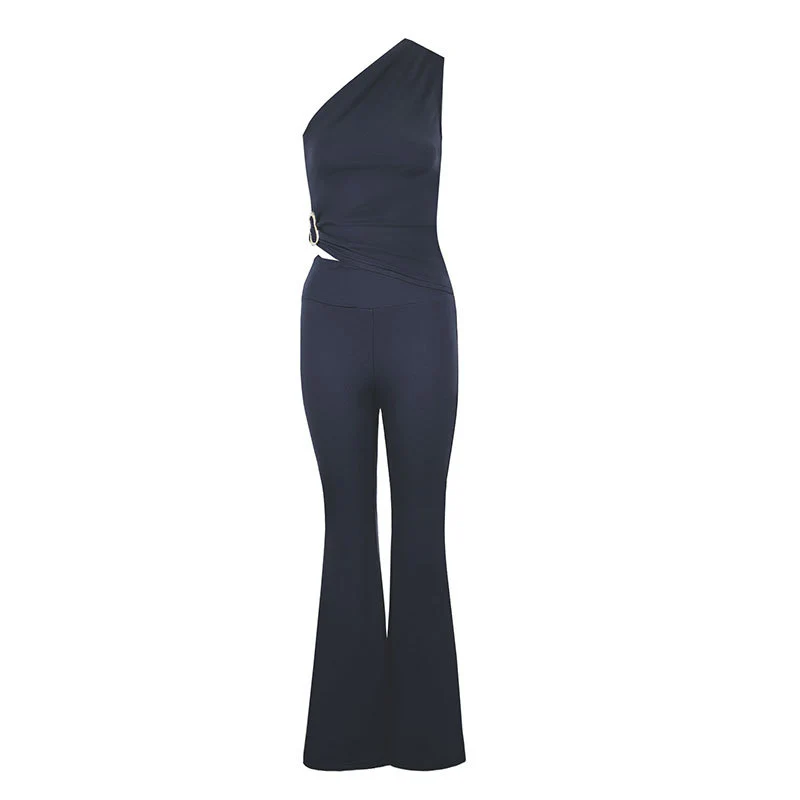 Damen Eleganter Jumpsuit mit asymmetrischem Design und dekorativer Taillierung R&B - Image 5