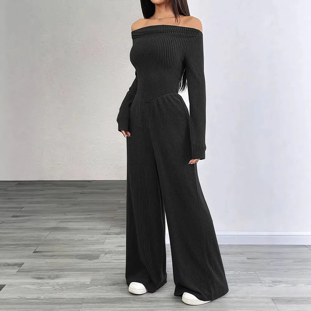 Damen Eleganter Jumpsuit mit Off-Shoulder Design und weitem Bein R&B - Image 2
