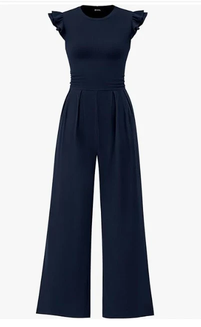 Damen eleganter Jumpsuit mit Puffärmeln und weitem Bein R&B - Image 7