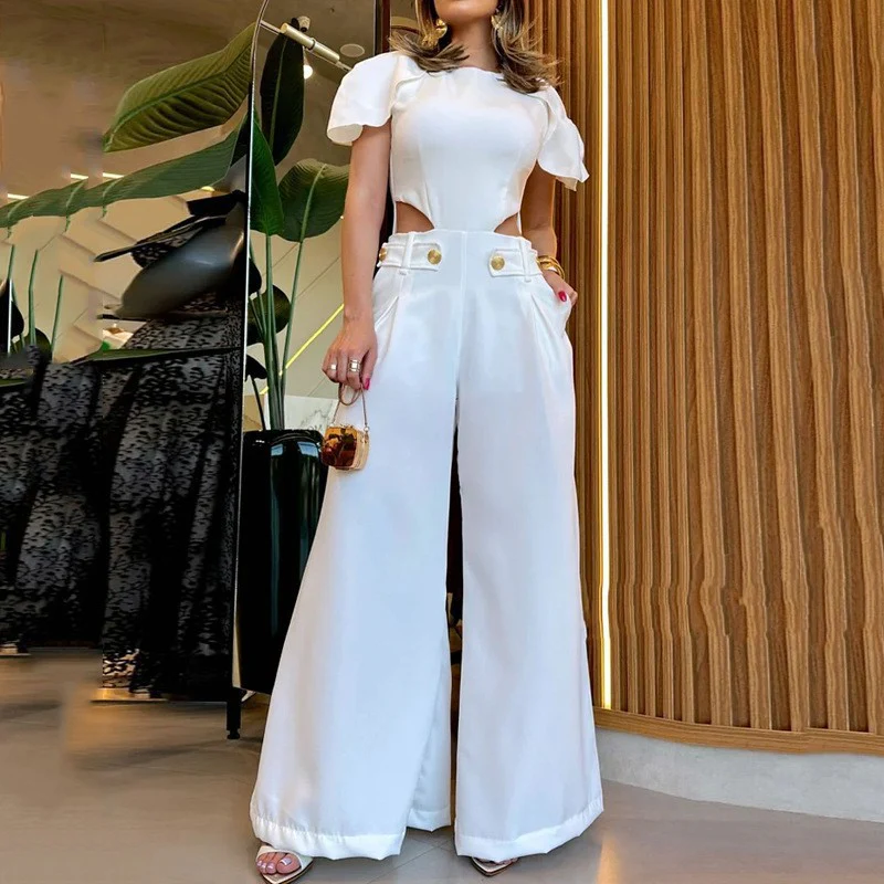 Damen Eleganter Jumpsuit mit Schnittdetails und weich fließenden Hosenbeinen R&B - Image 7