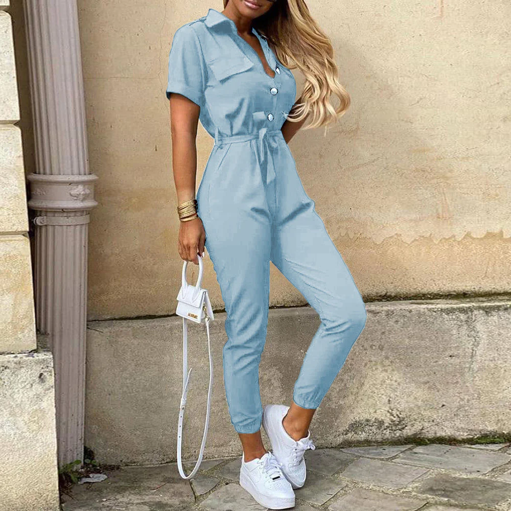 Damen eleganter Jumpsuit mit tailliertem Schnitt und praktischen Taschen R&B - Image 16