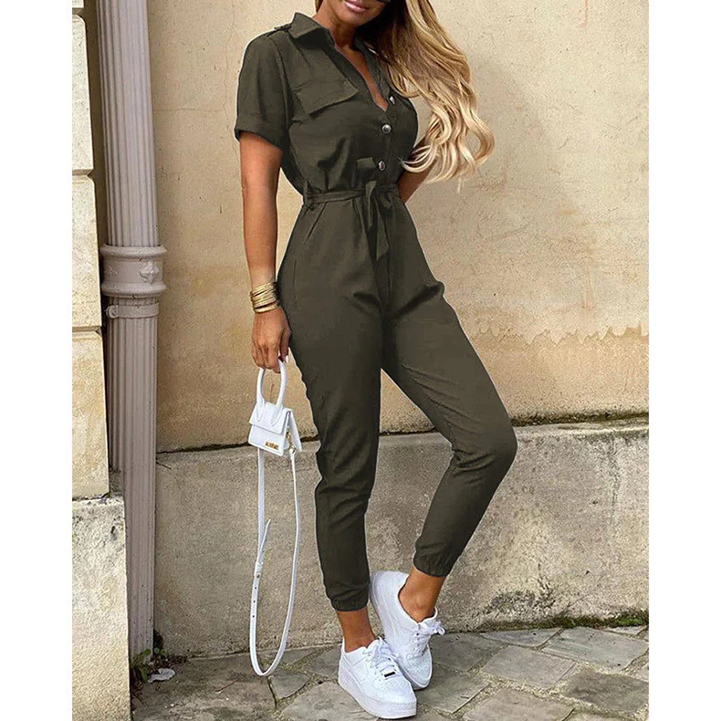 Damen eleganter Jumpsuit mit tailliertem Schnitt und praktischen Taschen R&B - Image 4