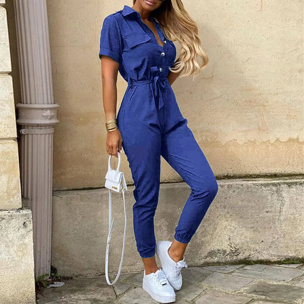 Damen eleganter Jumpsuit mit tailliertem Schnitt und praktischen Taschen R&B - Image 8