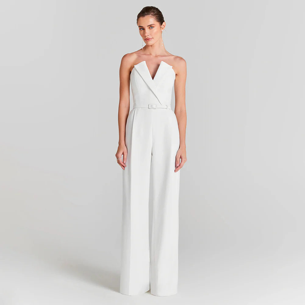 Damen eleganter Jumpsuit mit transparenten Ärmeln und Perlenverzierung Heidi-Mode - Image 4