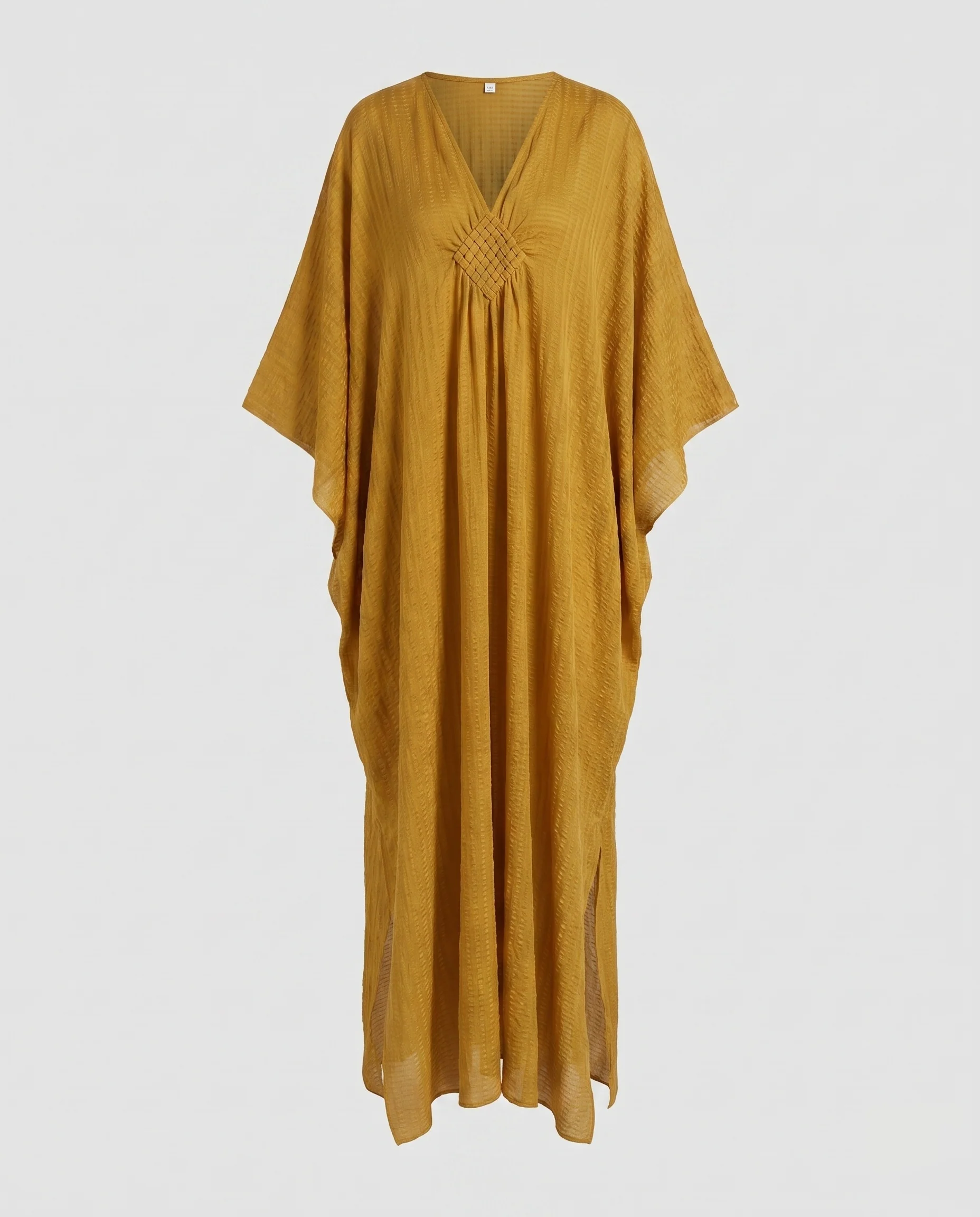 Damen eleganter Kaftan mit durchgehendem V-Ausschnitt und asymmetrischem Saum R&B - Image 3