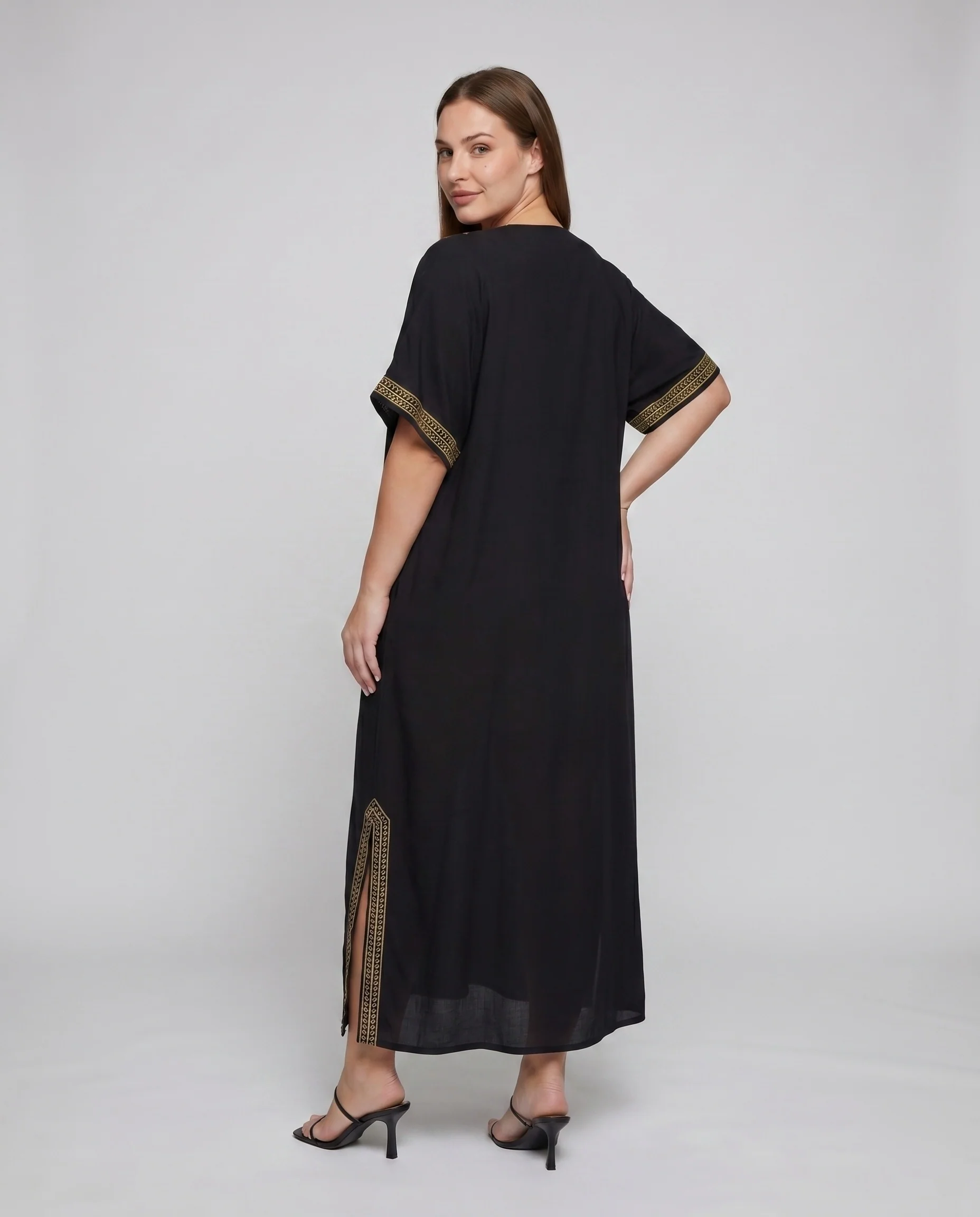 Damen eleganter Kaftan mit filigraner Goldstickerei R&B - Image 3