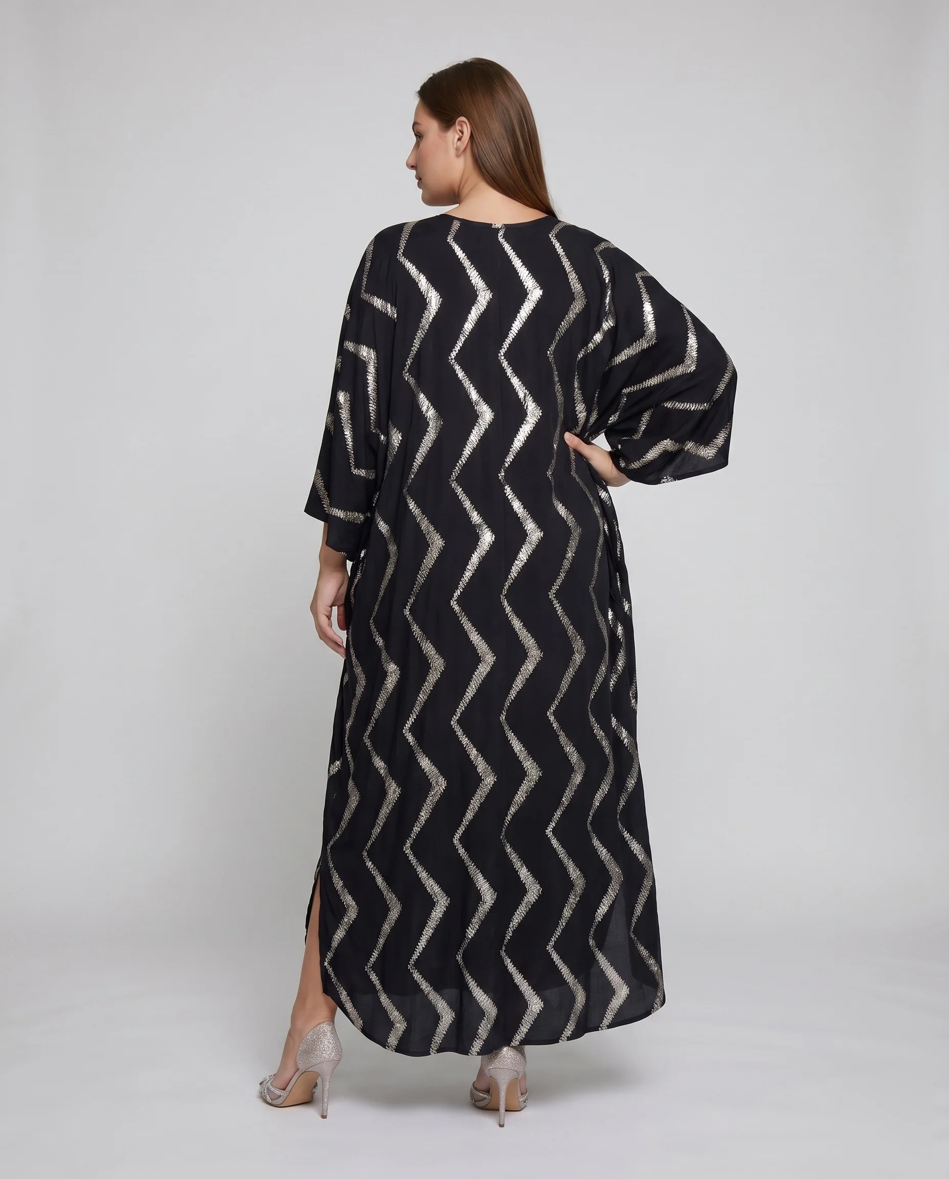 Damen eleganter Kaftan mit geometrischem Wellenmuster R&B - Image 3