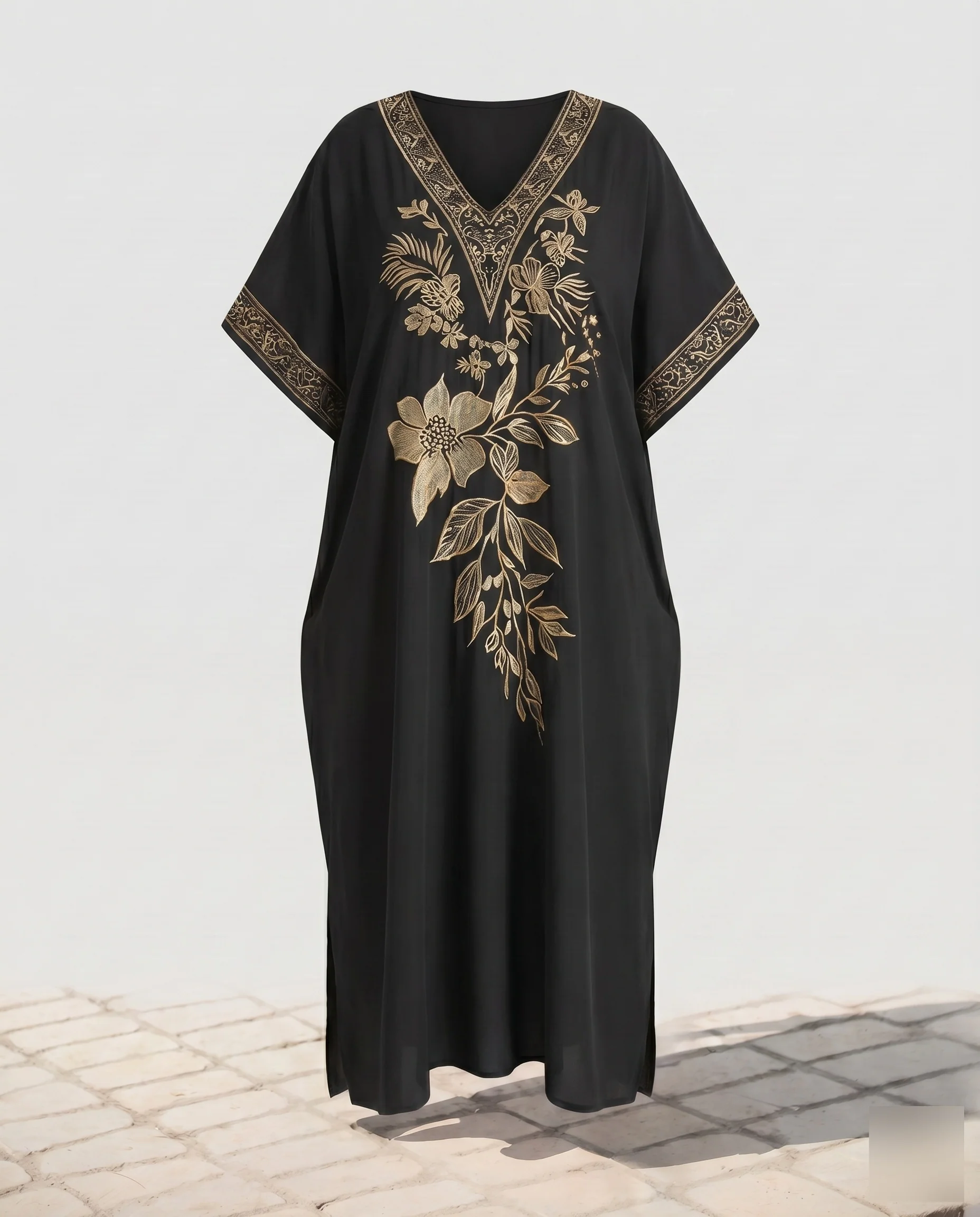 Damen Eleganter Kaftan mit kunstvoller Goldstickerei R&B - Image 14