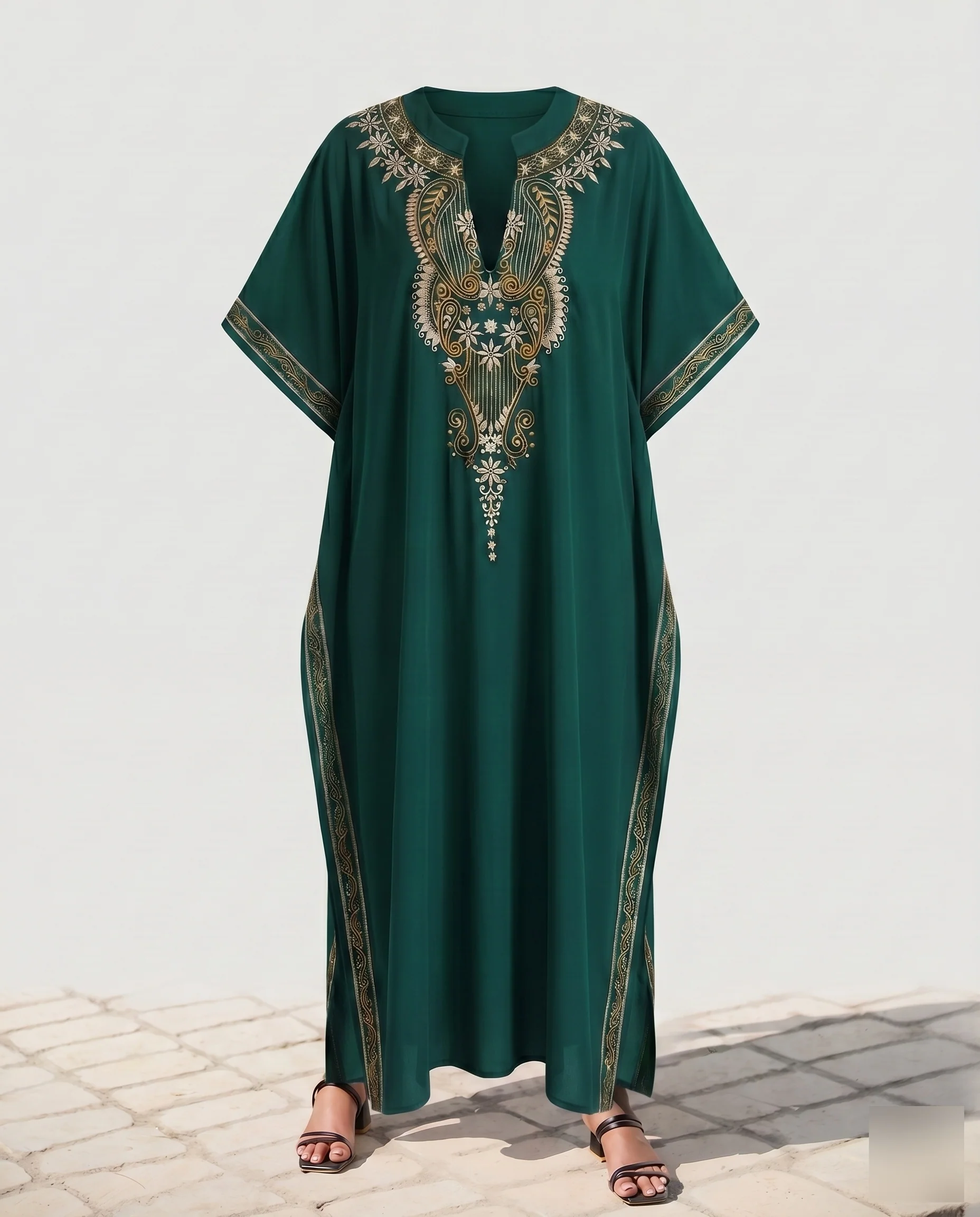 Damen Eleganter Kaftan mit kunstvoller Goldstickerei R&B - Image 8