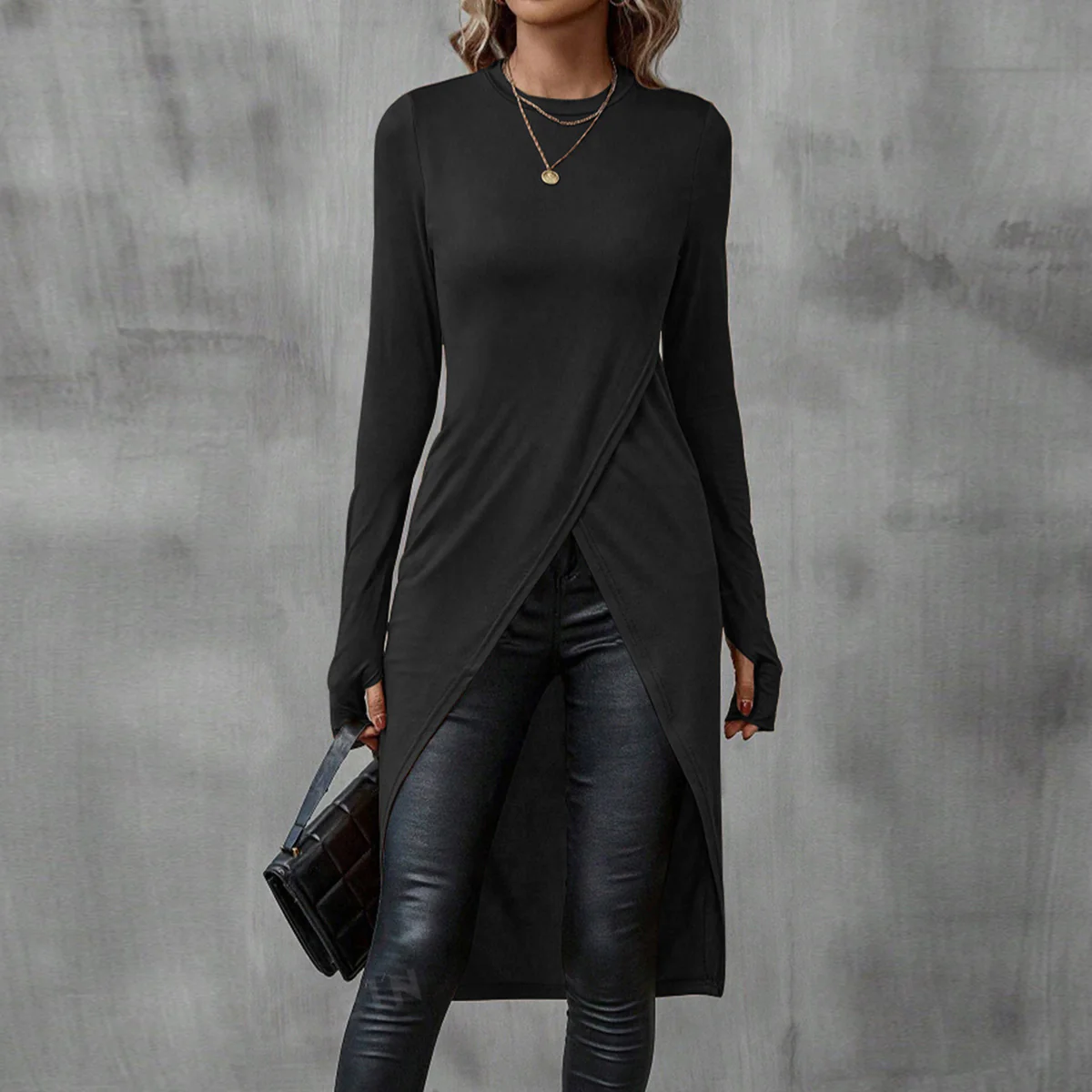 Damen eleganter Longsleeve mit raffinierter Wickeloptik R&B - Image 3