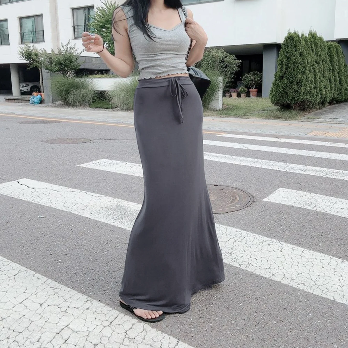 Damen eleganter Maxi-Rock mit verstellbarem Taillenband R&B - Image 2