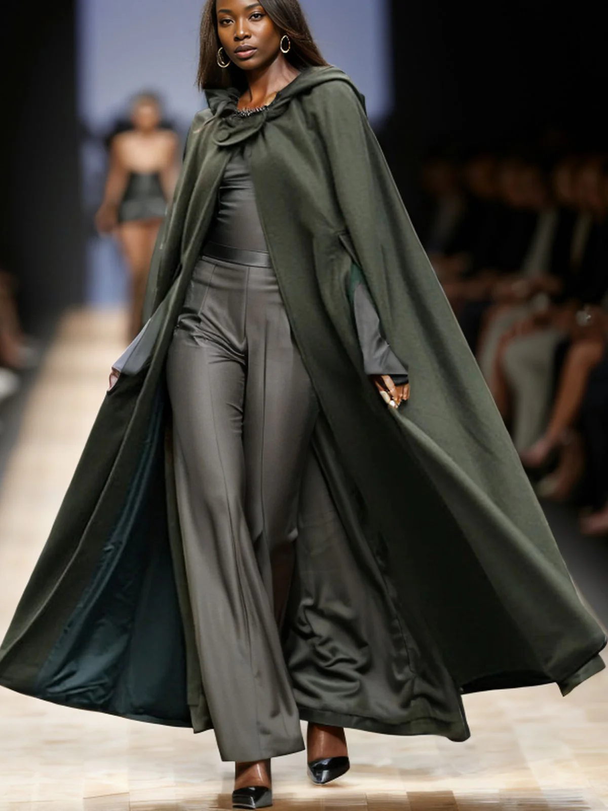 Damen eleganter Maxikleid-Mantel mit schwingendem Schnitt und einzigartigem Design R&B - Image 8