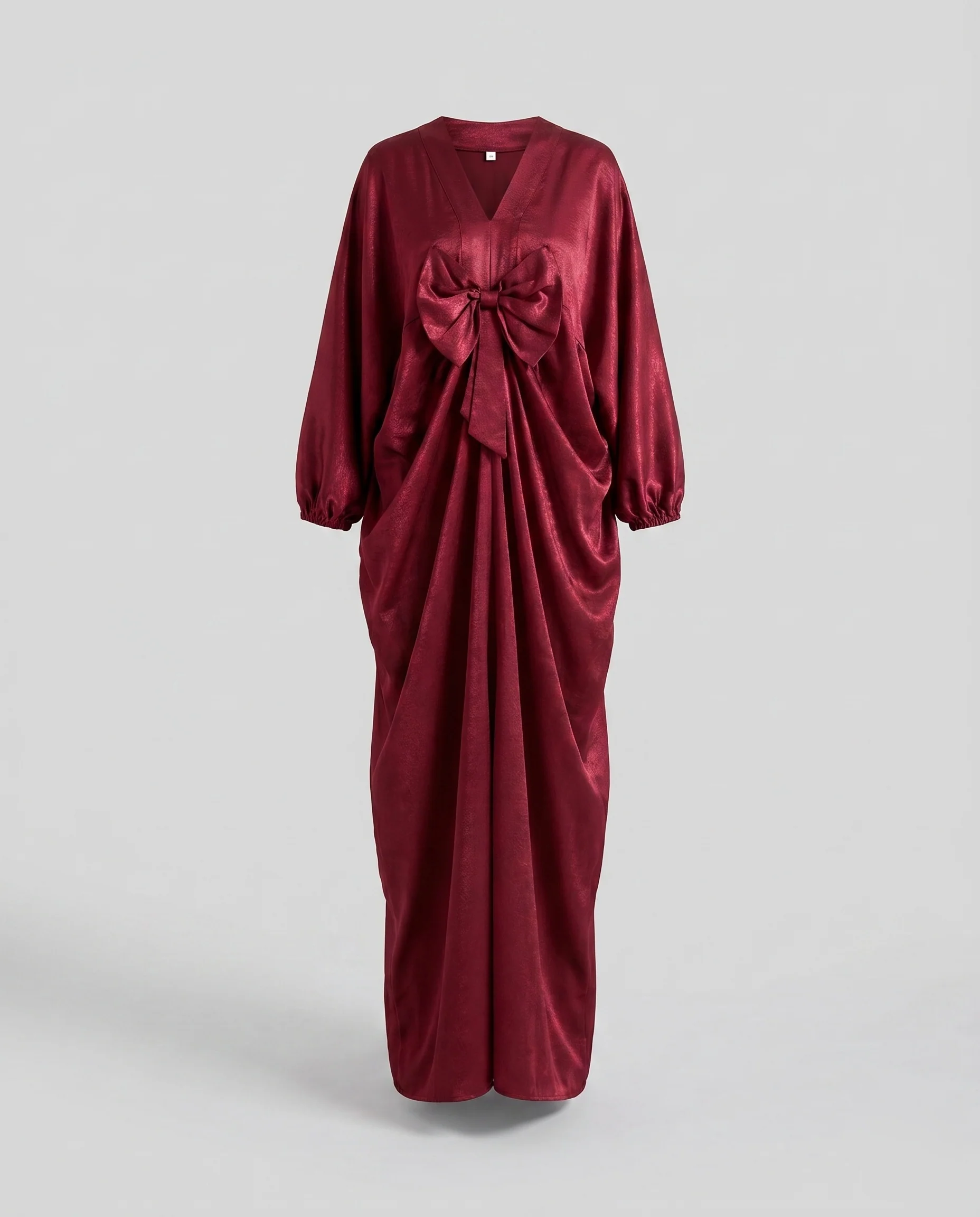 Damen eleganter Maxikleid mit voluminösen Ärmeln und dekorativem Schleifen-Detail R&B - Image 5