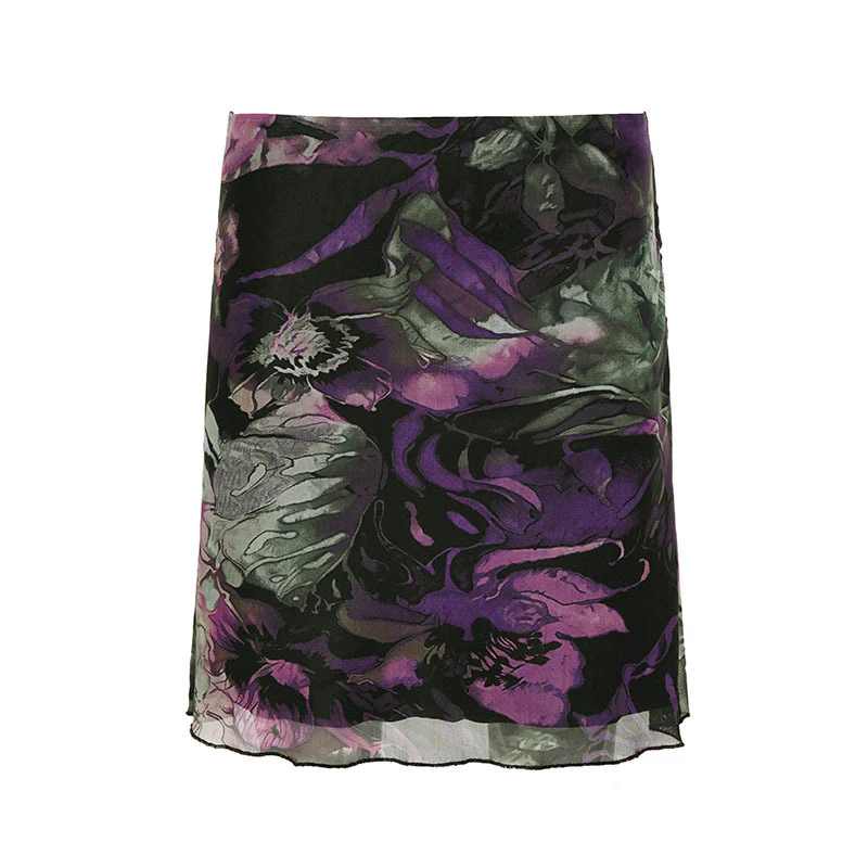 Damen eleganter Midirock mit floralem Design und fließendem Stoff R&B - Image 6